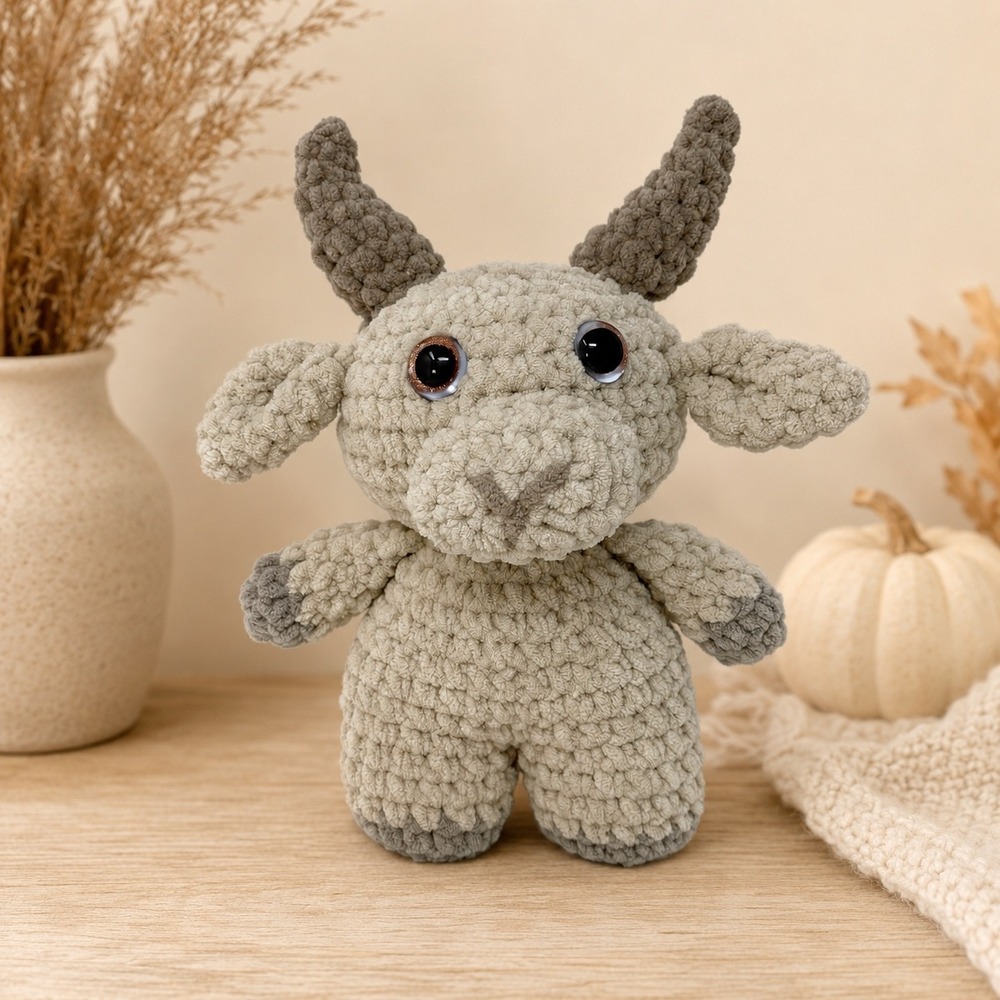 Handmade Crochet Goat, 12 Inch Farmhouse Goat Decor, Gift